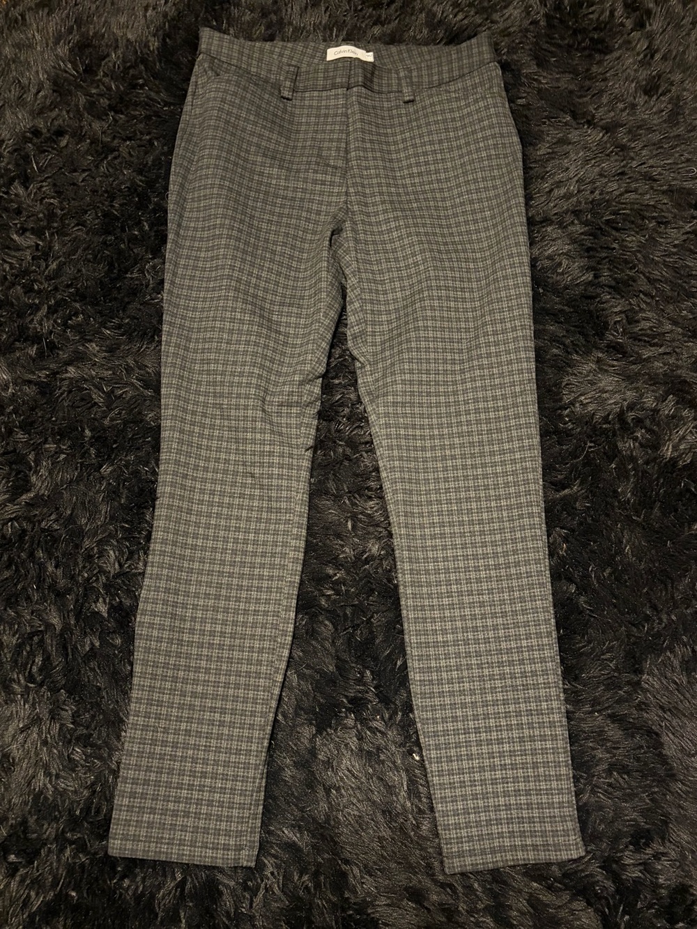 Calvin Klein Gray Plaid Women's Trousers